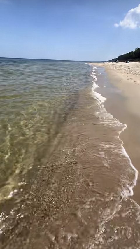 The shoreline of the beach
